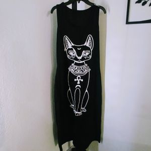 Black & white Egyptian sphynx maxi dress